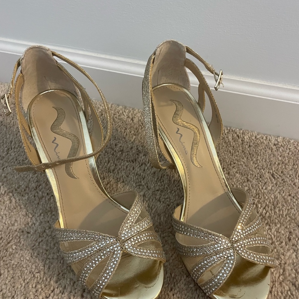 Nina Gold Strappy Heels